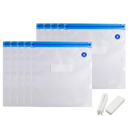 Sinzau Lot de 20 sacs réutilisables pour mise sous vide pour conservation d’aliments 25 x 33 cm et 21 x 22 cm