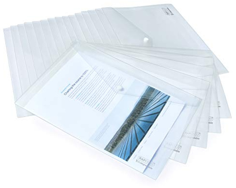 Rapesco ECO Popper plånböcker, A4+ (Foolscap), genomskinlig transparent, 20 plånböcker