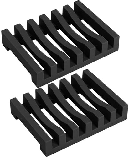 Topsky 2er-Pack Lange Haltbar Seifenschale Silikon mit Selbstentleerender Drainage, Trocknungsdesign, für Küche, Duschraum, Badezimmer (Schwarz) - Halten Sie Ihre Seife länger frisch und sauber!