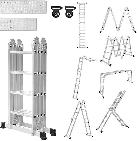 LZQ Scala multiuso 4 x 4, 470 cm, 6 in 1, in alluminio, multiuso