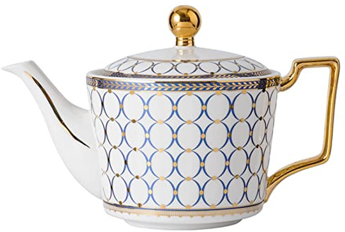 CWLWGO - Teiera reale, teiera in ceramica in stile europeo, teiera in fiore e foglie sciolte - 680,4 g, infusore rimovibile in acciaio inossidabile.