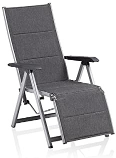 Kettler BasicPlus Padded Relaxsessel, Silber/anthrazit, Alu/Textilene, 0301216-9000, verstellbare Rückenlehne