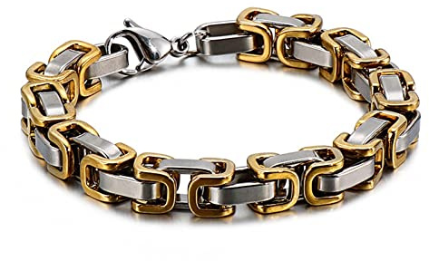 Daesar Herren Armband Edelstahl Charms 20.5CM, Königsarmband Breit 8MM mit Karabinerverschluss Bettelarmband Armbänder Partner für Männer Jugend