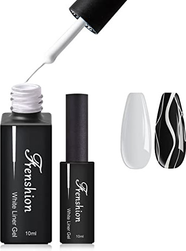 2 Pcs White Painted Gel Nail Polish with Nail Brush Nail Liner Gel Paint Neon Drawing for Line Nail Art, Gel Painting Nails Art Design UV LED Gel Polish Set-White