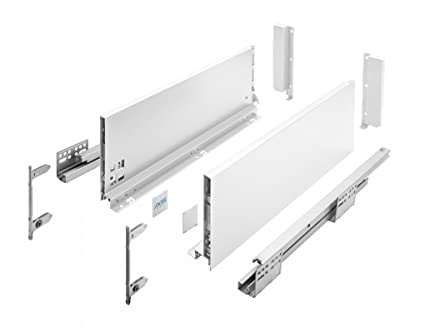 GTV- Sistema di Cassetti AXIS PRO, Set Guide Scorrevoli per Cassetti, Set di Cassetti, Portata fino a 40 kg, Cassetti Scorrevoli Con Chiusura ammortizzata - Larghezza 350mm, Altezza 168mm, Bianco