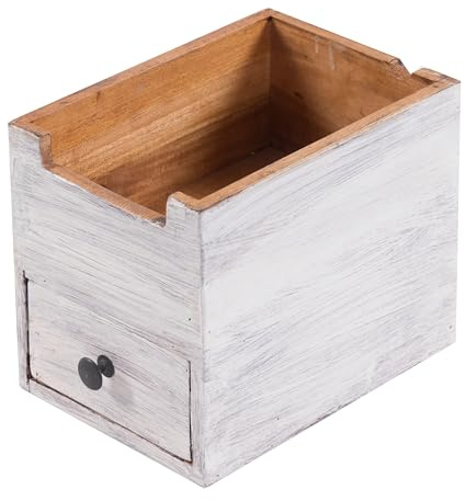 DESIGN DELIGHTS BÜRO Organizer File | Mahagoni, 26 cm, mit Schublade | Holz Organizer, Schreibtisch Aufbewahrung, Landhaus Holzkästchen, Aufbewahrungskiste