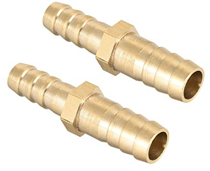 QUARKZMAN Raccordi in Ottone 10mm a 8mm Dia Raccordo Dritto Barb Tubo Flessibile Riduttore Dritto Connettore Adattatore per Tubo Flessibile Collegamento Giardino [2 Pezzi, Tono Oro]