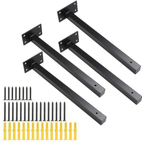 4 Stück Regalhalterung 30 cm Schwimmende Regalsystem Wandschiene Schwarz Schwere Industrielle Retro Regalträger Edelstahl Regalkonsole Wandregal für Studierzimmer, Büro, Küchen, DIY