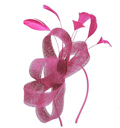 Hotstylezone Womens Feather Looped Headband Fascinator Ladies Day Wedding Royal Ascot (fuchsia)
