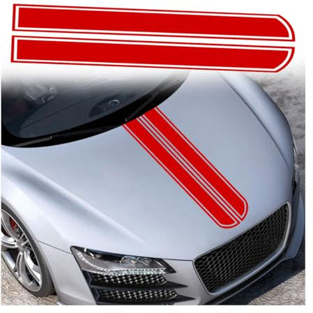 JNNJ Pegatinas para capó del coche, falda lateral del cuerpo, techo, capó, parachoques, tiras adhesivas, decoración para coches todoterreno (rojo)