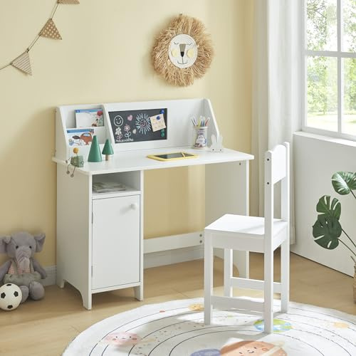 Panana Kids Desk and Chair Set,Wooden Children Study Table and Chair Writing Table Set