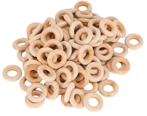 ANKROYU Holzringe, Makramee Ringe, 200 Stück, 20 Mm, Natürliche Holzringe, Serviettenringe aus Holz, Schmuck, Halskette, Armband, DIY Bastelzubehör, Leichte Holzringe Für Schmuck