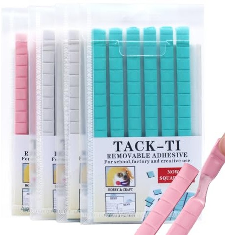 384 Stück 3D Klebepads Nägel Klebeknete Ablösbar Kleberknete Selbstklebend | Befestigung Knete Doppelseitige Klebepunkte Doppelseitig Foto Klebepads Wand für Bildern Postern Fotorahmen (Weiß Grün Rosa)