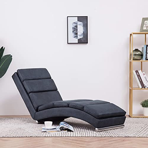 Camerina Chaiselongue Grau Wildleder-Optik Indoor Lounge Sofa, gepolsterte Recamiere für Wohnzimmer, Schlafzimmer und Büro