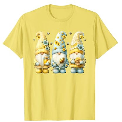 Bee Gnomes With Cute Flowers For Gardener Yellow Summer T-Shirt
