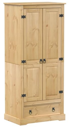 vidaXL Garderob Corona 76x50x170 cm massiv furu, hatthyllor, klädstång, klädförvaring, klädskåp, klädstänger, jackhängare, garderob, garderober