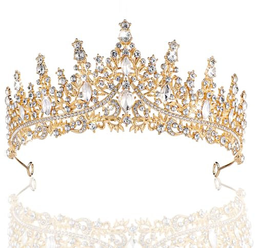 Sibba Tiara Krone Hochzeit Diadem Crown Frauen Strass Kristall Königin Tiara Braut Prinzessin Stirnband Krone Haarschmuck Kronen Damen Kopfbedeckung für Geburtstag Party Festzüge Prom Halloween Deco