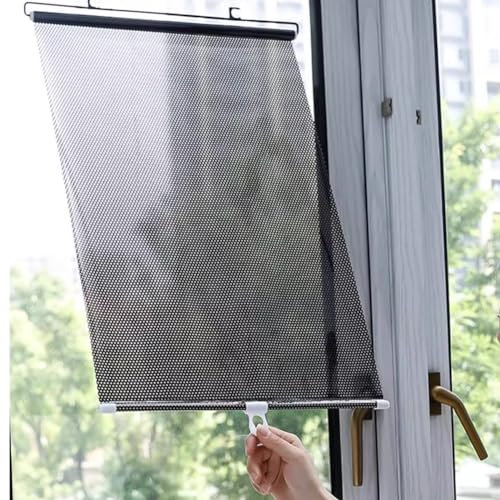 Saugnapf Verdunkelung Rollo für Innen Fenster Sonnenschutz Rollos Versenkbare Fensterabdeckung Vorhänge Vorübergehend Sichtschutz Jalousien(W50X125CM)