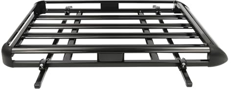 Bagyaluu Cesto portapacchi per tettuccio auto in alluminio, portatutto universale, cesto per tetto auto, vasca per bagagli, supporto per tetto auto, portabagagli rettangolare, cesto di carico 140 cm