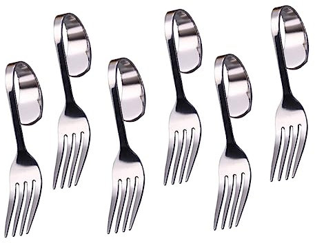Cabilock 6pcs Curved Handle Forks Set Stainless Steel Dessert Forks Salad Forks for Tea Shops Hotels and Restaurants