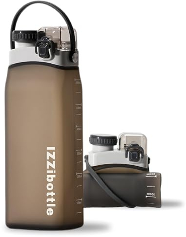 IZZIbottle Trinkflasche 600 ml Sport – SoftTouch, BPA-frei, aus Silikon – Leicht, wiederverwendbar – Perfekt für Uni, Arbeit, Fitness, Fahrrad, Outdoor, Reisen & Kinder-wasserflasche