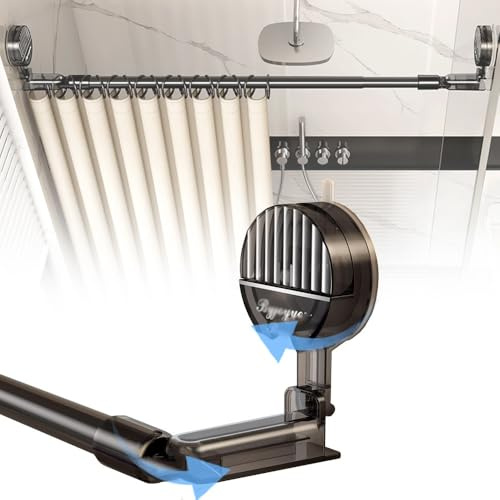Extendable Shower Curtain Pole Tension Rod 19-85in Adjustable Telescopic Rods No Drilling Shower Curtain Rail for Bath, Closet, Wardrobe, Door, Kitchen(Black)