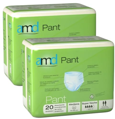 Pañales Adulto Pack 40 Uds. Braga Pañal Adulto Noche. Braga Pañal Desechables. Pañales para Adultos Absorción Máxima. Absorción de +1200ml (40ud, Talla M (Cintura 70-120cm)))