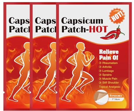 Parches Térmicos de Capsaicina Natural,Aliviar La Tensión Muscular,Parches Térmicos de Capsaicina,Parche De Capsaicina Columna Cervical Vértebra,Parches Térmicos Corporales 24PC