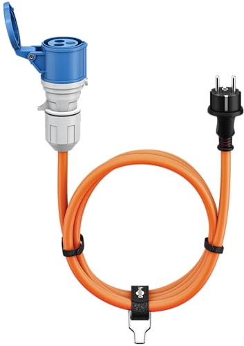 goobay Cavo adattatore CEE per caravan, 5 m, spina con contatto di protezione a presa CEE con coperchio di chiusura, IP44, cavo da campeggio, camper e caravan, 76219