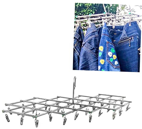PRETYZOOM Stainless Steel Hanger Clips 35pcs Drying Rack Non-Slip for Wire Hangers Clothes Towel Diaper