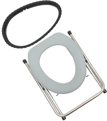 Sgabello Wc in Acciaio Inox e Plastica 2 Pezzi Pieghevole | Portatile e Leggero, Design Antiscivolo, Uso Esterno, per Pazienti e Donne in Gravidanza