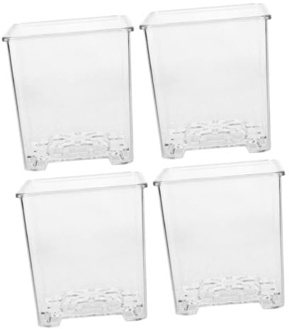 FONDOTIN 4stücke Translucide Orchideen-pflanzgefäße Mit Belüftungsschlitzen Kleine Acryl-blumentöpfe Mit Abflusslöchern Für Indoor Und Outdoor-pflanzenanzucht