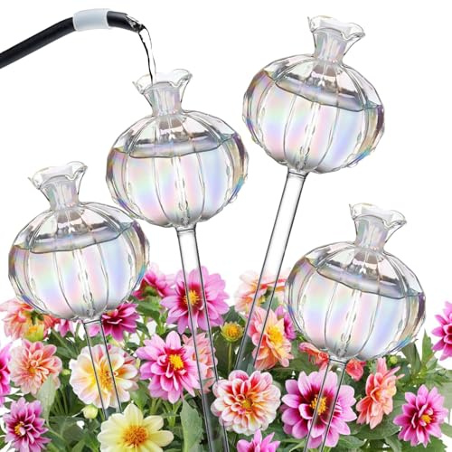 Bewässerungskugeln, Wasserspender Pflanzen zur Selbstbewässerung 4 Stück Bunte Glas, Automatische Bewässerung mit Wasserspeicher für Pflanzen Balkon Garten Indoor Outdoor Topfpflanzen,150 Ml Kapazität