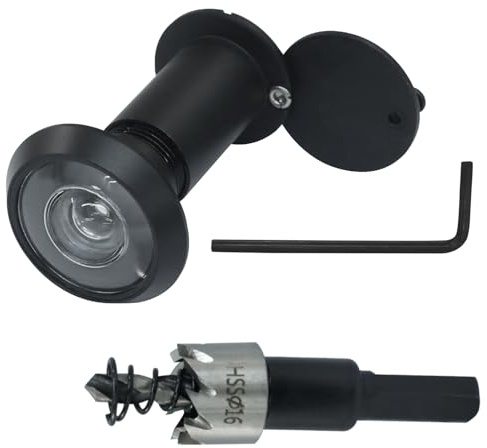 LifCratms Door Viewer Peephole，Zinc Alloy 200 Degree with 16 mm/0.63 inch Drill Bit for 1-3/8 to 2-3/8 Doors for Home Office Hotel (Black)
