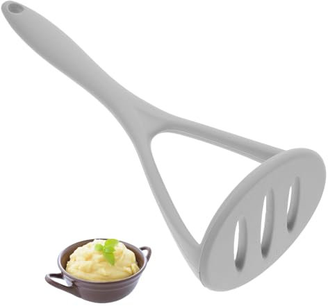TOPBATHY Silicone Potato Masher Gray Compact Kitchen Masher Comfortable Grip for Root Vegetable Crushing and Mashed Potato Preparation