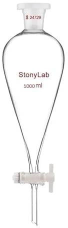 Imbuto Separatore Conico in Vetro con rubinetto in PTFE - 1000ml