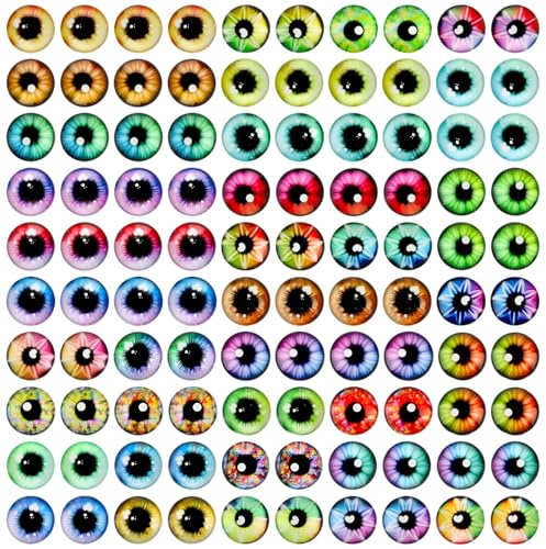ktxaby 100 st 14 mm glas draköga blandade färger glas cabochon halvrund katt fågel drake falska monsterögon för gör-det-själv virkade djur polymerlera skulpturer smyckestillverkning rekvisita