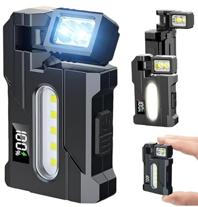 2026 Rechargeable EDC Flashlight with Rotable Lamp Head, 500 Lumens Super Bright Mini Flashlight, 1500mAh Portable Flat Pocket Flashlights, Magnetic Keychain Flashlight for Outdoor Home Emergencies