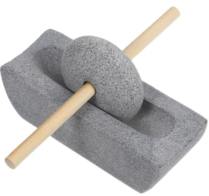 Toyvian Antique Style Stone Grinder with Handle Traditional Hand Crank Spice Smasher for Tea Leaves Coffee Beans and Grains Compact Manual Roller Pestle for Authentic Grinding