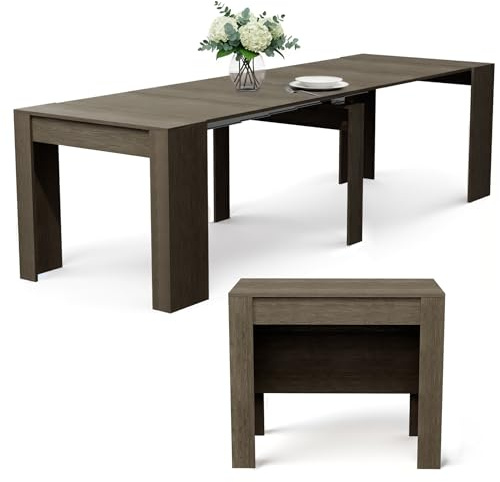 Mesa Consola Extensible de Madera 51-300x90cm - Mesa Extensible Comedor - Aparador Convertible, Escritorio o Mueble Recibidor Multifuncional y Moderna, Ideal para Espacios Reducidos