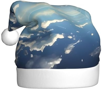 WZYCWB Weihnachtsmützen mit blauem Himmel und weißen Wolken – ideal für Heiligabend, Silvester und Feiertagsfeiern – festliche Dekorationen