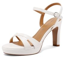 QUEEN HELENA Sandali Donna con Tacco Alto con Cinturino ZM11020 (Bianco, Sistema Taglie Calzature EU, Adulto, Donna, Numero, Media, 40)