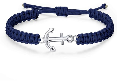JENDEAR SHINE Anker Armband für Herren,Verstellbar Handgeflochtenes Seil Armband,Coole Schmuck Geschenke für Herren