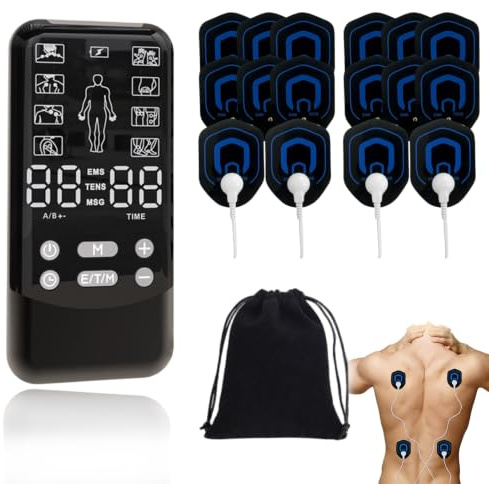 Ems Tens Gerät Schmerztherapie,3-In-1 Reizstromgerät,24 Massageprogramme Und 16 Elektrodenpads,Dual-Kanal Tens Gerät Schmerztherapie,Zur Linderung Von Schmerzen