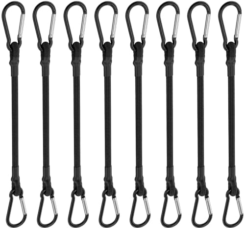 8 Pcs 30cm Bungee Cords with Carabiner Clips, Small Bungee Cords with Hooks | Elastic Cord, Elastic Straps with Hooks for Securing Luggage Camping Gear Car Roof Rack Straps