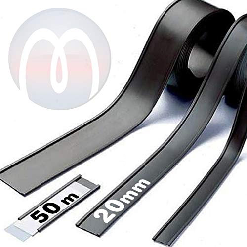 Magnet C-Profil magnetische Etiketten-Halter beschreibbar mit Papier und Schutzfolie 20mm breit x 50m Rolle - Ideal für Labels Preis-Schilder Namensschilder Lager-Beschriftung magnetisch