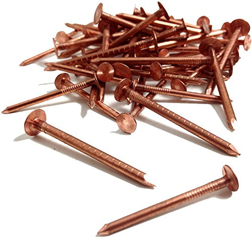Lot de 25 clous en cuivre pour toiture - 30 mm x 3,35 mm - Peuvent également être utilisés pour enlèvement de souches d'arbres - Bricolage