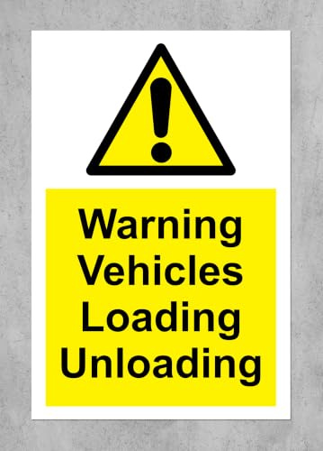 Warning vehicles loading unloading safety sign - 3mm Aluminium sign 300mm x 200mm