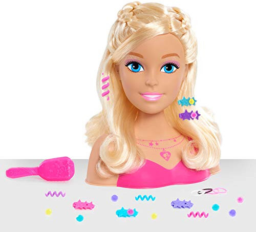 Just Play Barbie Blondes Haar Frisierkopf 20cm mit 20 Zubehörteilen für Styling-Spaß, ab 3 Jahren