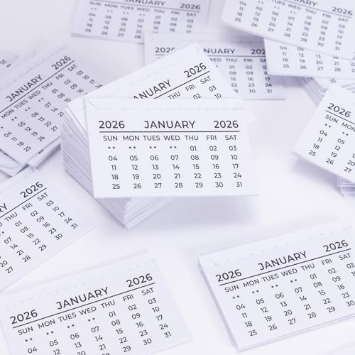 Lot de 50 onglets de calendrier 2025 - Inserts blancs pour mini calendriers détachables mensuels